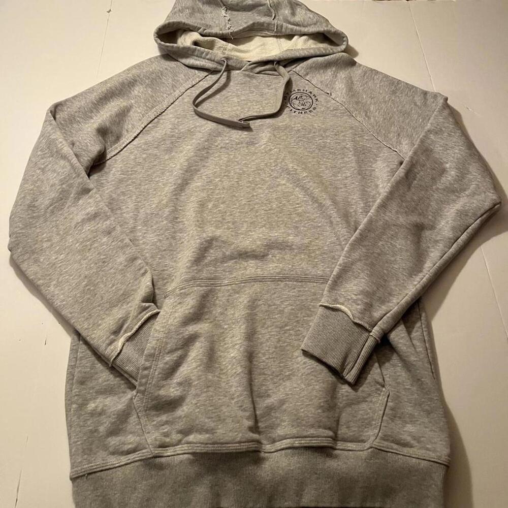 Gray Distressed Gym Shark Hoodie Sweatshirt, Sized Medium